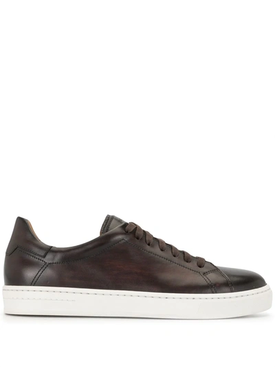 Shop Magnanni Leather Low-top Sneakers In Brown