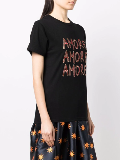 Shop Alessandro Enriquez Amore Embroidered-logo T-shirt In 黑色