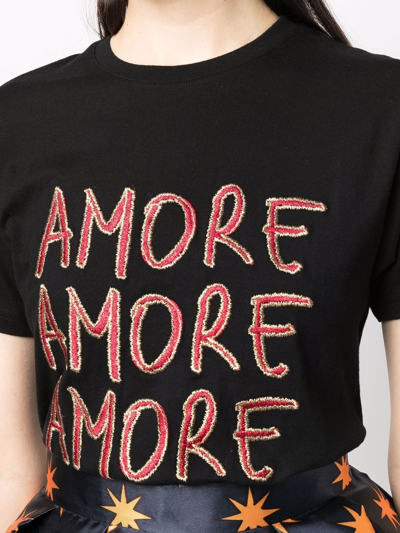 Shop Alessandro Enriquez Amore Embroidered-logo T-shirt In 黑色