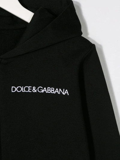 Shop Dolce & Gabbana Logo-embroidered Cotton Hoodie In Black