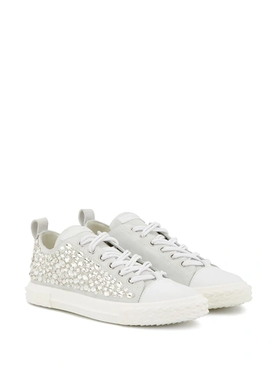 Shop Giuseppe Zanotti Low Top Embellished Sneakers In White