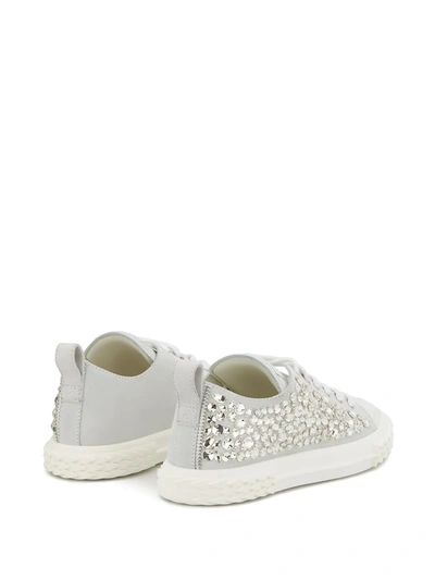 Shop Giuseppe Zanotti Low Top Embellished Sneakers In White