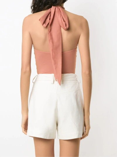 Shop Amir Slama Tie Neck Body In Neutrals