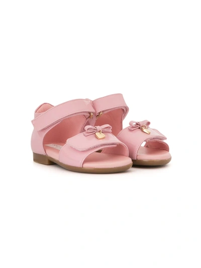 Dolce & Gabbana T-strap Bow Sandals In Pink