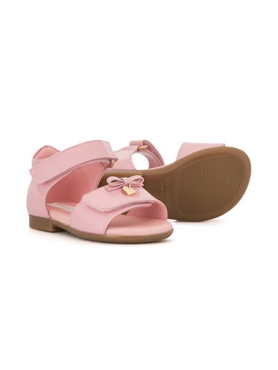 Dolce & Gabbana T-strap Bow Sandals In Pink