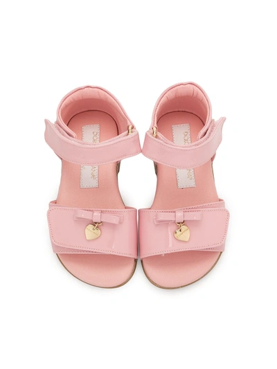 Dolce & Gabbana T-strap Bow Sandals In Pink