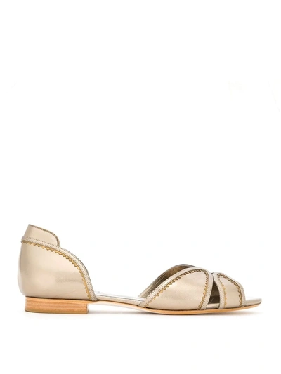 Sarah Chofakian Metallic Flat Sandals In Metallic