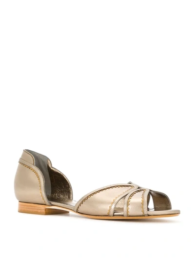 Sarah Chofakian Metallic Flat Sandals In Metallic