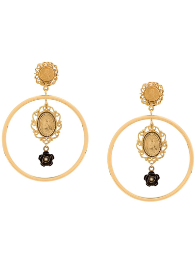 Shop Dolce & Gabbana Madonna Medallion Earrings In Gold