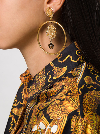 Shop Dolce & Gabbana Madonna Medallion Earrings In Gold