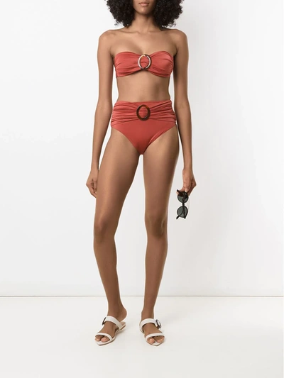 Shop Brigitte Bikini Set With Buckle Details In Brown