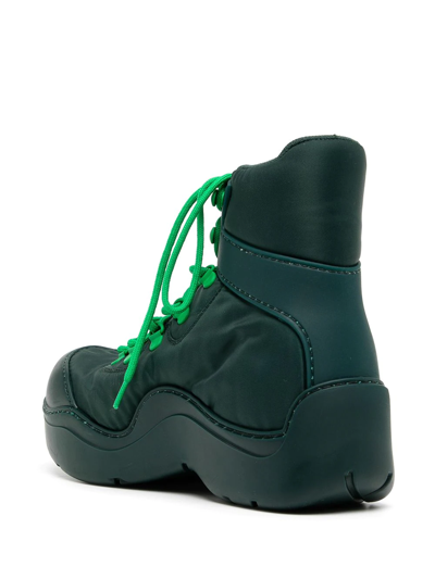 Shop Bottega Veneta Oversize-sole Lace-up Boots In Green