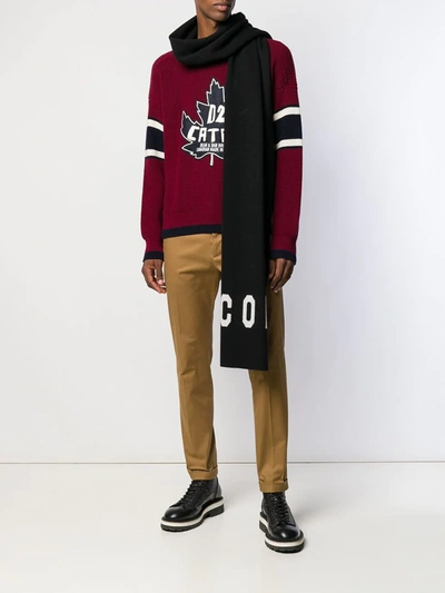 Dsquared2 Icon Print Scarf In Black