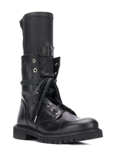 Rta Leather Combat Boots In Black