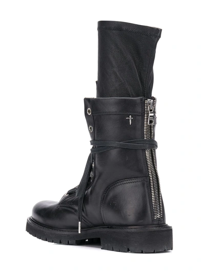 Rta Leather Combat Boots In Black