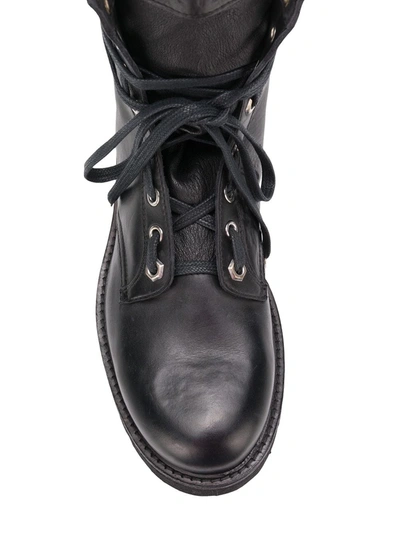 Rta Leather Combat Boots In Black