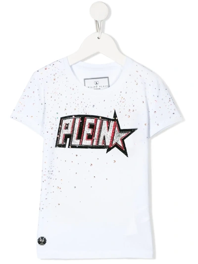 Shop Philipp Plein Junior Plein Star T-shirt In White