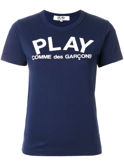 Shop Comme Des Garçons Play Slim Fit Logo T-shirt In Blue