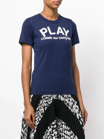Shop Comme Des Garçons Play Slim Fit Logo T-shirt In Blue