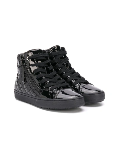 Shop Geox Kalispera Patent High Top Sneakers In Black