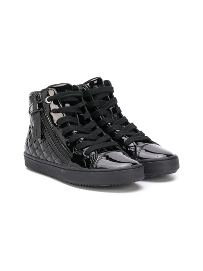 Geox Kalispera Patent High Top Sneakers In Black