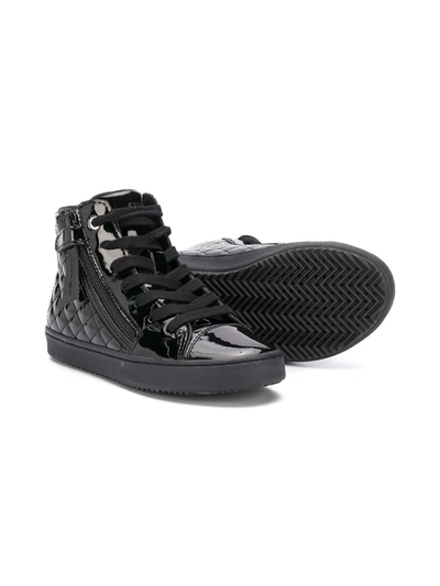 Geox Kids' Kalispera Patent High Top Sneakers In Black | ModeSens