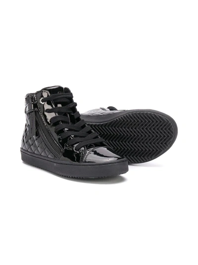 Geox Kalispera Patent High Top Sneakers In Black