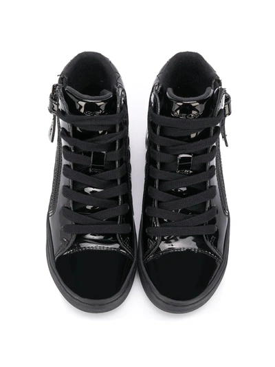 Geox Kalispera Patent High Top Sneakers In Black