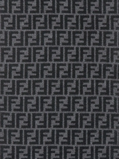 Shop Fendi Ff Pattern Fringed Scarf In Grey