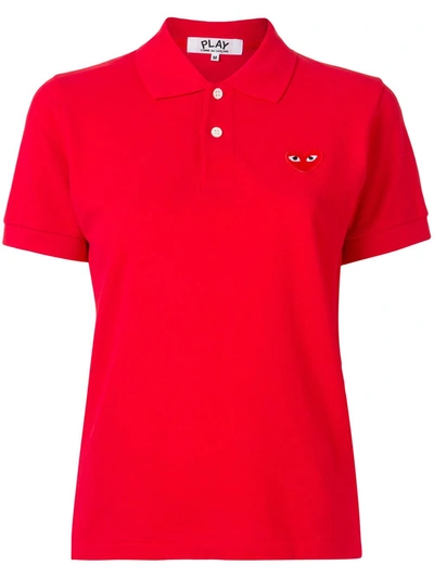 Shop Comme Des Garçons Play Signature Piqué Polo Shirt In Red