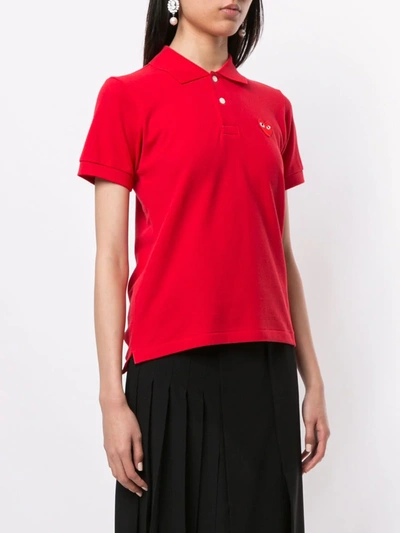 Comme Des Garçons Play Signature Piqué Polo Shirt In Red