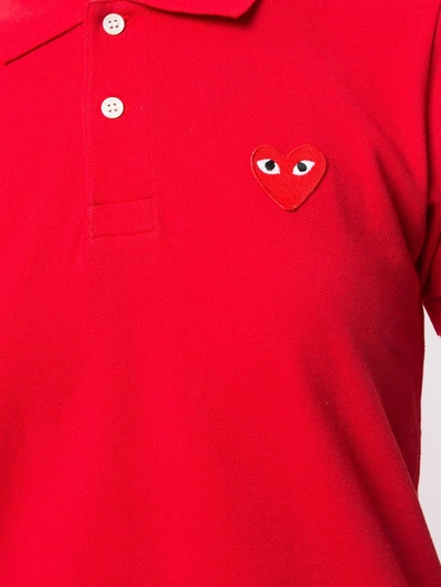 Comme Des Garçons Play Signature Piqué Polo Shirt In Red
