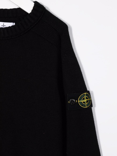 Shop Stone Island Junior Logo Patch Knit Jumper In Black