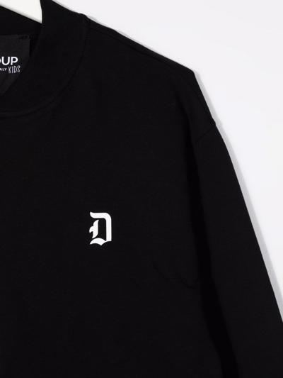 Dondup Teen Logo-print Zip-up Jacket In 黑色