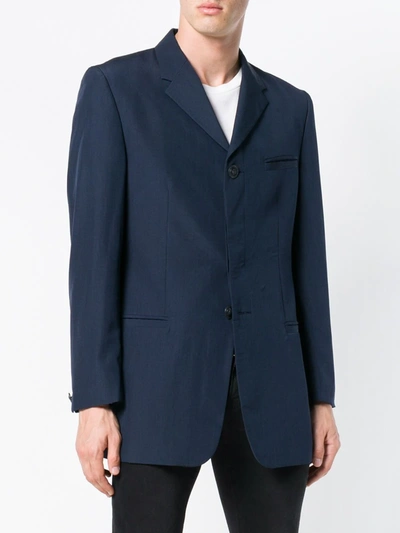 Pre-owned Versace 1990s Single-breasted Blazer In Blue