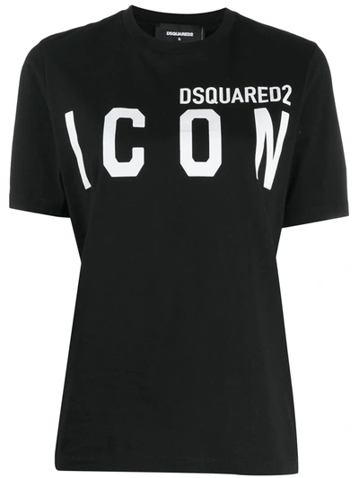 Dsquared2 Icon Logo Print Cotton Jersey T-shirt In Black | ModeSens