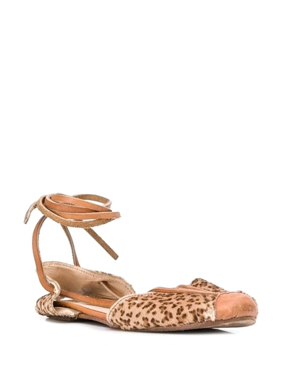 Pre-owned Kenzo 1980's Leopard Print Ballerina Shoes In Neutrals