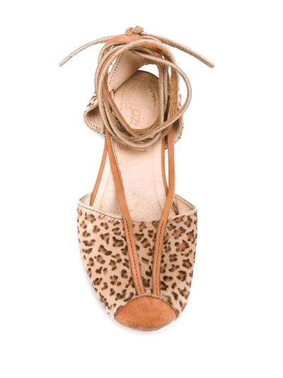 Pre-owned Kenzo 1980's Leopard Print Ballerina Shoes In Neutrals