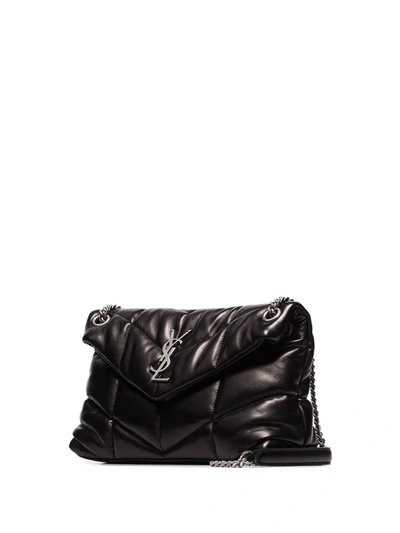 Saint Laurent Women Puffer Small Leather Shoulder Bag In Black