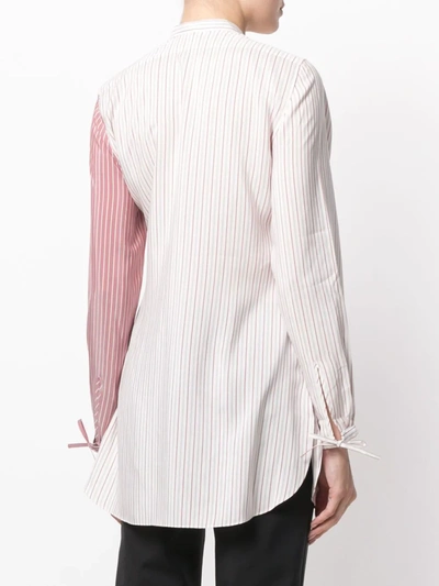 Jw Anderson Ruffled-front Striped Silk-charmeuse Tunic Top In Pink