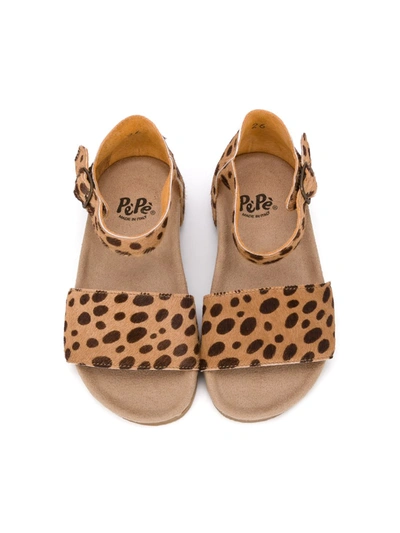 Shop Pèpè Leopard Print Sandals In Brown