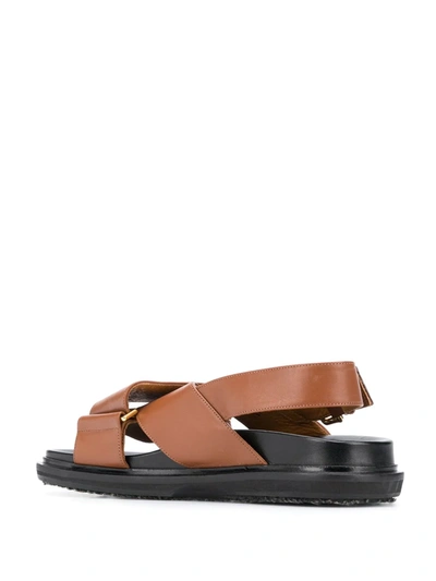 Marni Leather Fussbett Sandals In Brown