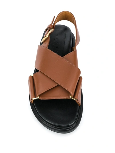 Shop Marni Fussbet Criss-cross Sandals In Brown