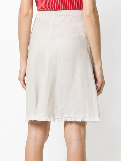 Pre-owned Prada 2000s Pleated Hem A-line Skirt In Neutrals