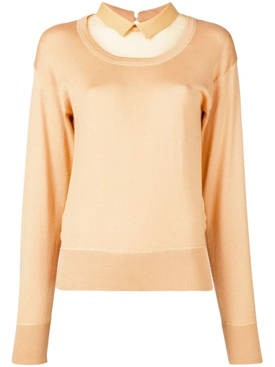 Shop N°21 Sheer Panel Sweatshirt In Yellow