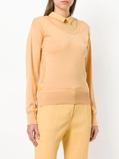 Shop N°21 Sheer Panel Sweatshirt In Yellow