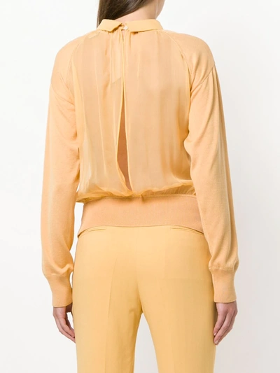 Shop N°21 Sheer Panel Sweatshirt In Yellow