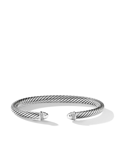 Shop David Yurman Sterling Silver Cable Classics Diamond Bracelet In Ssassdi