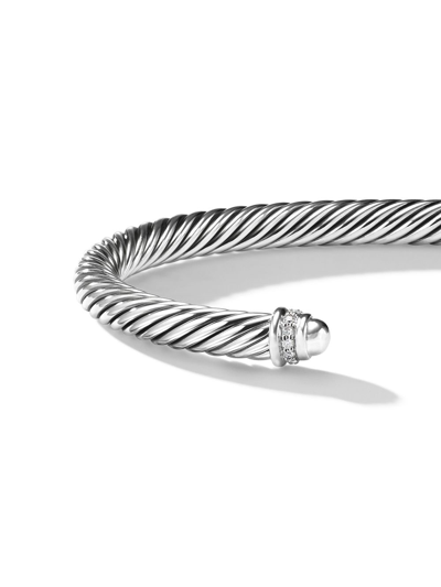 Shop David Yurman Sterling Silver Cable Classics Diamond Bracelet In Ssassdi