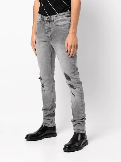 Ksubi Chitch Distressed Stretch Slim-fit Jeans In 灰色